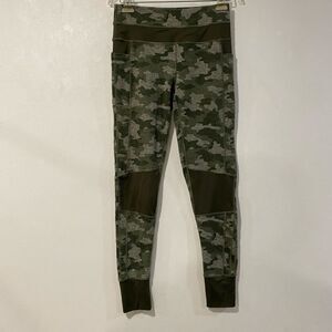 Kyodan Camo Leggings Petite Small P/S High Rise Mesh Panel Workout Pants
